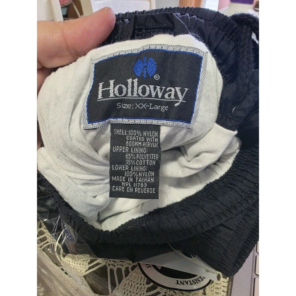 Vintage Holloway 90’s Mens Black Windbreaker Track Pants Size XXL